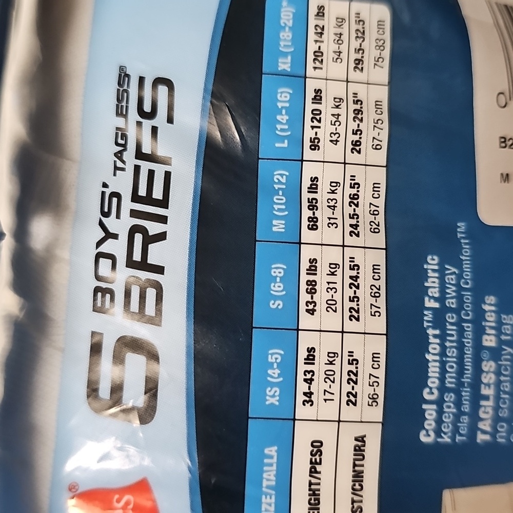 Nwt 6 Pairs Hanes Boys' Tagless Briefs - White - Picture 2 of 3